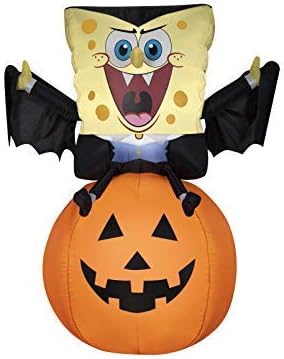 Gemmy Bob Esponja Vampiro En Calabaza Inflable De Halloween. 4.5 pies.