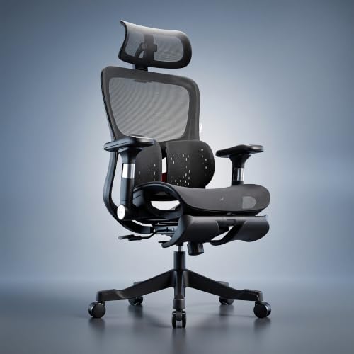 Image of DROGO Axion Ergonomic Office Chair for Home & Work | Dual-Wing Dynamic Lumbar Support, 5D Armrests, 3D Headrest | Breathable Mesh Computer Desk Chair, 5cm Seat Slider, 135 Recline, Footrest (Black)