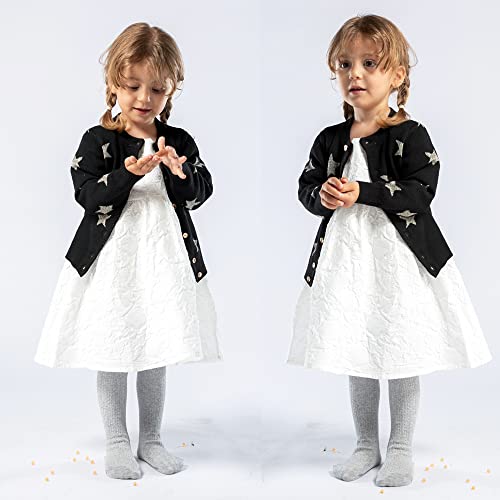 Petrass Girls Tights Toddler Cable Knit Cotton Footed Seamless Dance Ballet Baby Girls' Leggings 3 Pack Grey/Black/Navy 5-6Y #TOP3