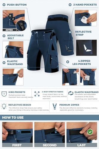 Cargo-Shorts für Herren von Wespornow mit 6 Taschen und atmungsaktivem Material