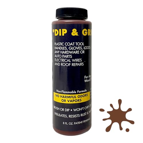 Dip and Grip (Brown) Rubberized Plastic Coating Tool Handles Broken Wires Gloves Vehicles Abrasion Corrosion Slipping- 8 Fl. Oz