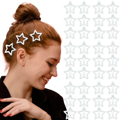 oecoel 36pcs 1.26" Star Hair Clips Metal Snap Barrettes for Women 2000s Y2K