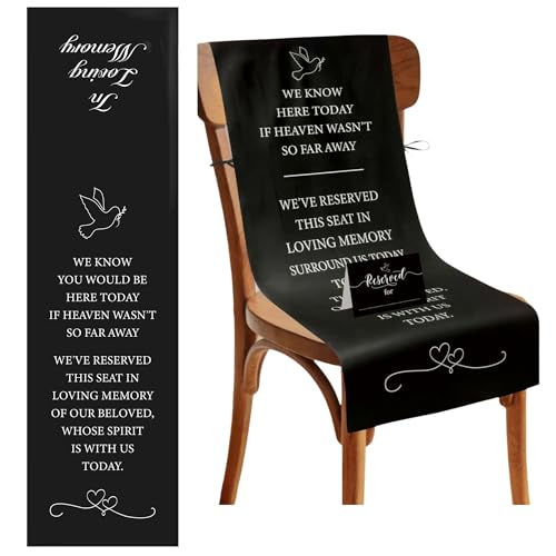 HoniedPepperino Reserved Chair Sign,2Pcs Wedding in Memory for Chair, Black