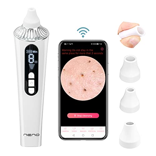 Blackhead Remover Vacuum with Camera, NENO Facial Pore Cleaner with 4 Soft Silicone Heads, Electric Whitehead Extractor Tool with 5 Suction Levels, Fit for All Skin Types, Rechargeable Blackhead Remover Vacuum with Camera, NENO Facial Pore Cleaner with 4 Soft Silicone Heads, Electric Whitehead Extractor Tool with 5 Suction Levels, Fit for All Skin Types, Rechargeable