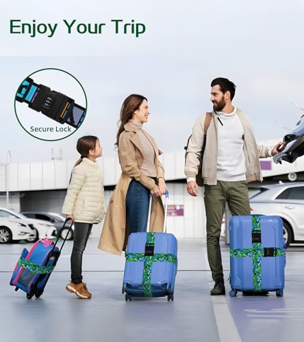 Image of Luggage Straps for Suitcases Travel Belt Luggage Band with Lock Heavy Duty Traveling Luggage Identifier Flower Cute Women Girls Unique Accesory Personalized