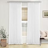 White Linen Pinch Pleated Curtains 102 Inches Long 2 Panels for Living Room Bedroom Snow White Thick Linen Pleated Hooks Rings Back Tab Luxury Light Filtering 102 Inch Curtain Drapes for Sliding Door