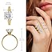 Hoops & Loops Yellow Gold Flashed 925 Sterling Silver 3.0ct Round Brilliant Cut Cubic Zirconia Solitaire Engagement Bridal Wedding Statement Band Ring for Women, Size 7