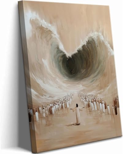 Moses Parting the Red Sea Canvas Wall Art Modern Christian