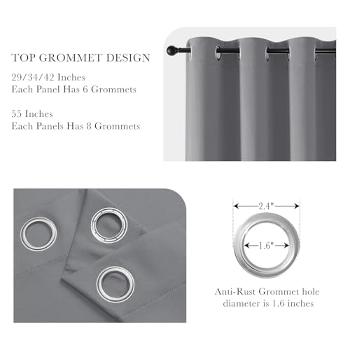 Image of PONY DANCE Extra Long Blackout Curtains 94 inch Length Set of 2, Thermal Insulated Solid Drapes for Bedroom Living Room, Room Darkening Window Curtain Panels (Silver Grey, W55 x L94 Inch)