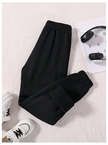 WDIRARA Girl's Graphic Elastic Waist Sweatpants Workout Joggers Thermal Pants2