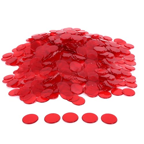 GSE Red Bingo Chips, 5000 Pieces 3/4-Inch Transparent Counting Chips