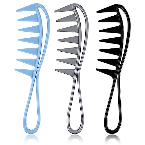 Cobee Lot de 3 grands peignes à dents larges pour cheveux bouclés, épais et ondulés - Peigne à cheveux démêlant - Peigne de douche - Outil de coiffure pour salon de coiffure, femme et homme