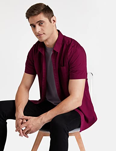 Image of Amazon Brand - Symbol Men's Cotton Shirt | Casual | Plain | Half Sleeve | Summer - Regular Fit (Available in Plus Sizes)