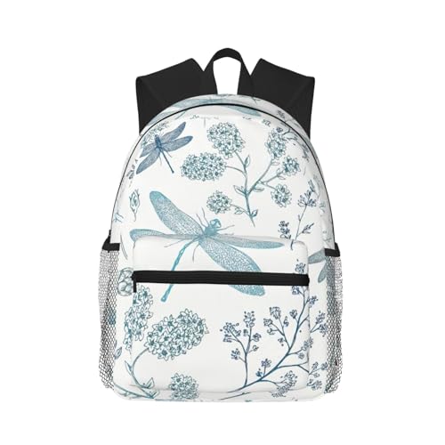 Sac à dos école imprimé libellule et sac de voyage imperméable mixte