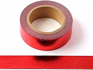 Syntego Red Solid Foil Washi Tape Decorative Self Adhesive Masking Tape 15mm x 10 Meters (Red)