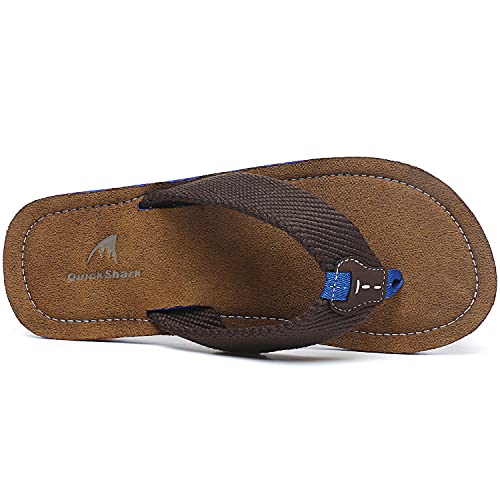 Image of Quickshark Mens Flip Flops Leather Thong Sandals Arch Support Beach Slippers