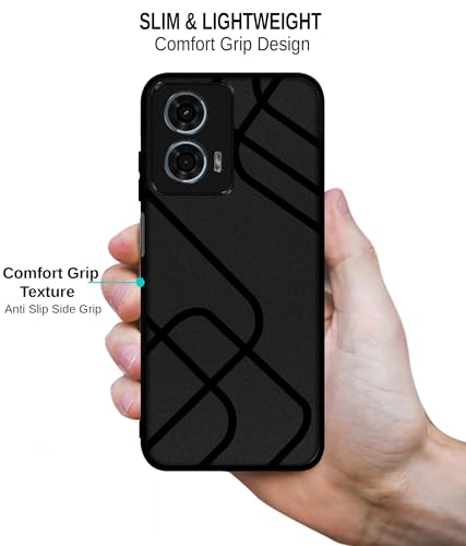 Image of Zig-Zag Black Line Design Premium 2D Printed Metal Back Case Cover for Motorola Moto G34 5G / G45 5G