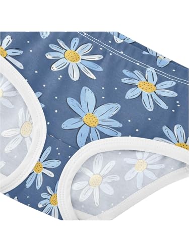 ZZKKO Blue Flowers Hand-drawn Style Girls Underwear Toddler Panties for Girls Comfort Brief Size 2T4