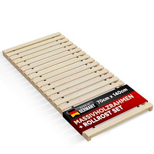 TUGA - Holztech Rollrost und Auflagerrahmen Lattenrost 70 x 140 cm 300kg...