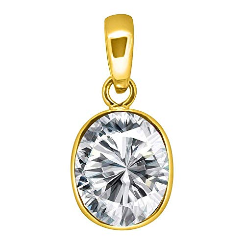 Pendentif zircon blanc naturel 10.00 carats médaillon argent 925 homme femme modèle RZNKDNK-810