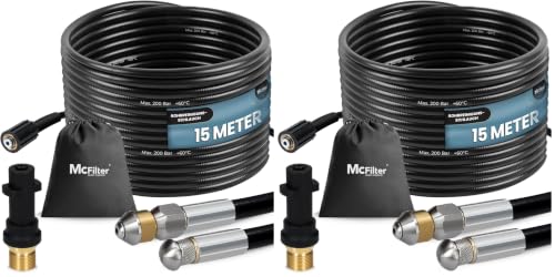 McFilter 15m Rohrreinigungsschlauch Set 200bar kompatibel mit Kärcher (Packung mit 2)