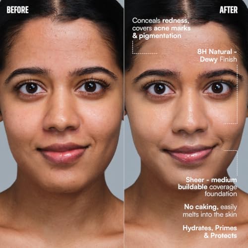 Image of FAE Beauty Face Card 4-in-1 Super Serum Skin Tint | Hydrates, Primes, Provides Coverage & Protects with SPF | Lightweight, Dewy Finish | 30 Shades for Indian Skin Tones | Shade - 32W - Warm