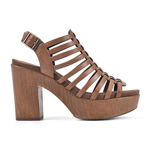 White Mountain Shoes Astonish Women's Platform Heel Sandal, Dk.tan.burn/Smooth, 7.5 M #TOP3