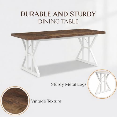 Image of Klaxon Foldable Dining Table [6] Seater with Metal Legs, Space-Saving Convertible Table, Engineered Wood, Home Dining Room (AW & Black, Kryo) (FD & White)