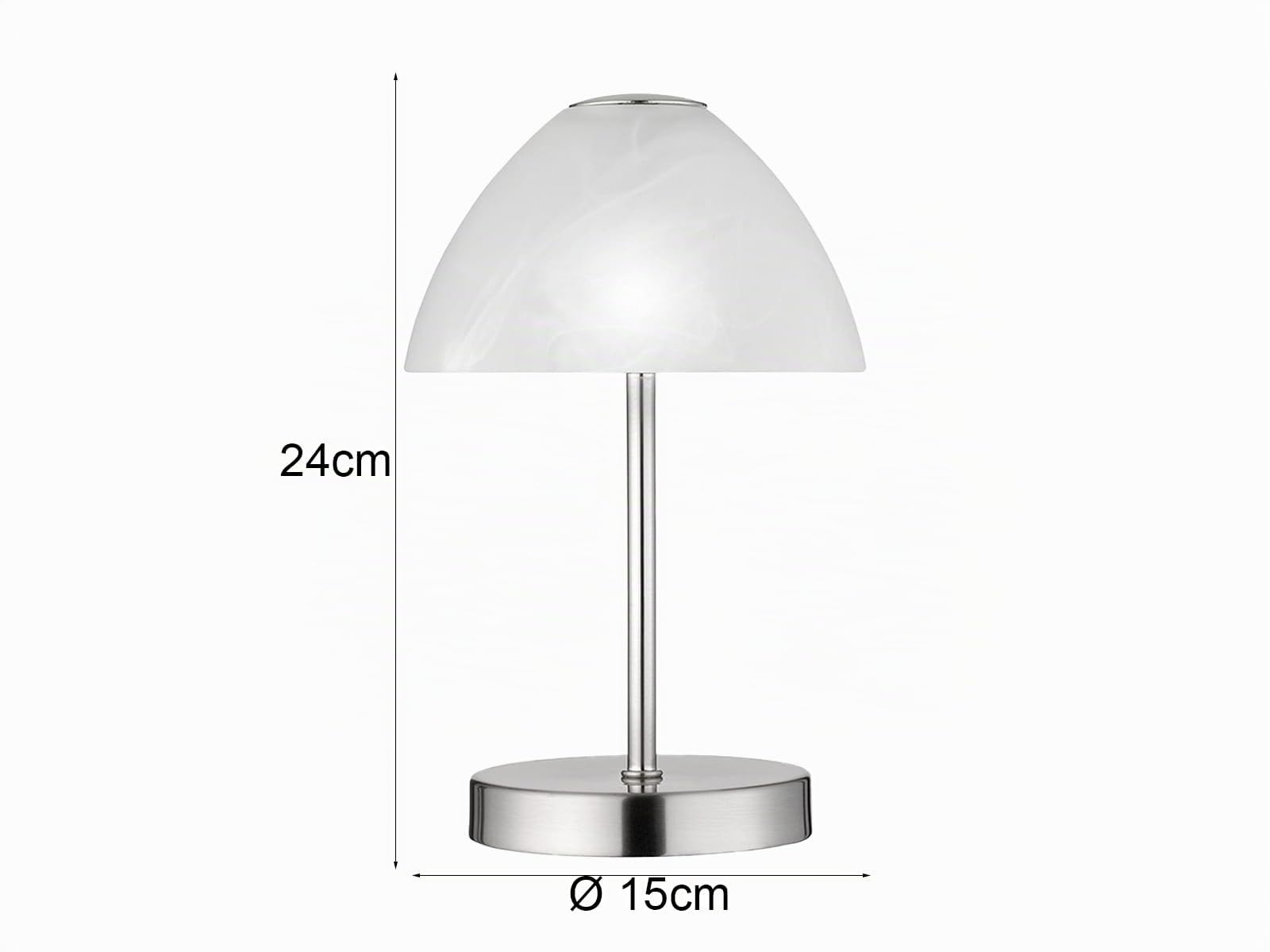meineWunschleuchte Tisch-lampen stufenweise dimmbar mit Glasschirm, Silber