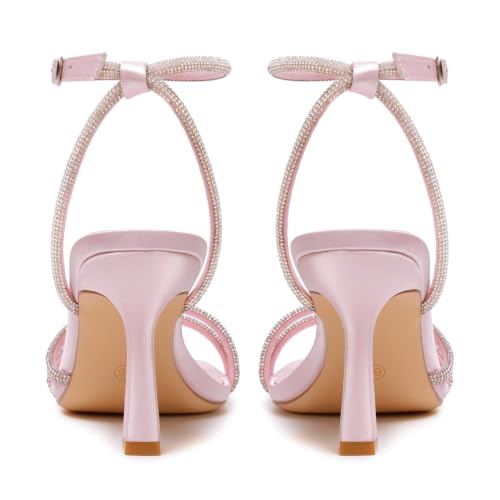 Image of Mostrin Womens Sandals Strappy Heels for Women Ankle Strap Lace Up Heels Square Open Toe Heels Tie Up Stiletto High Heeled Sandals for Prom, Party, Daily Wear