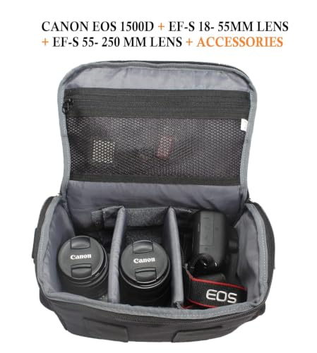 Image of WF-16 Camera Bag - DSLR Case with Adjustable Shoulder Strap & Rain Cover - for Nikon, Canon, Sony and All DSLR Cameras - Water Resistant - Anti Shock (Grey Interior)
