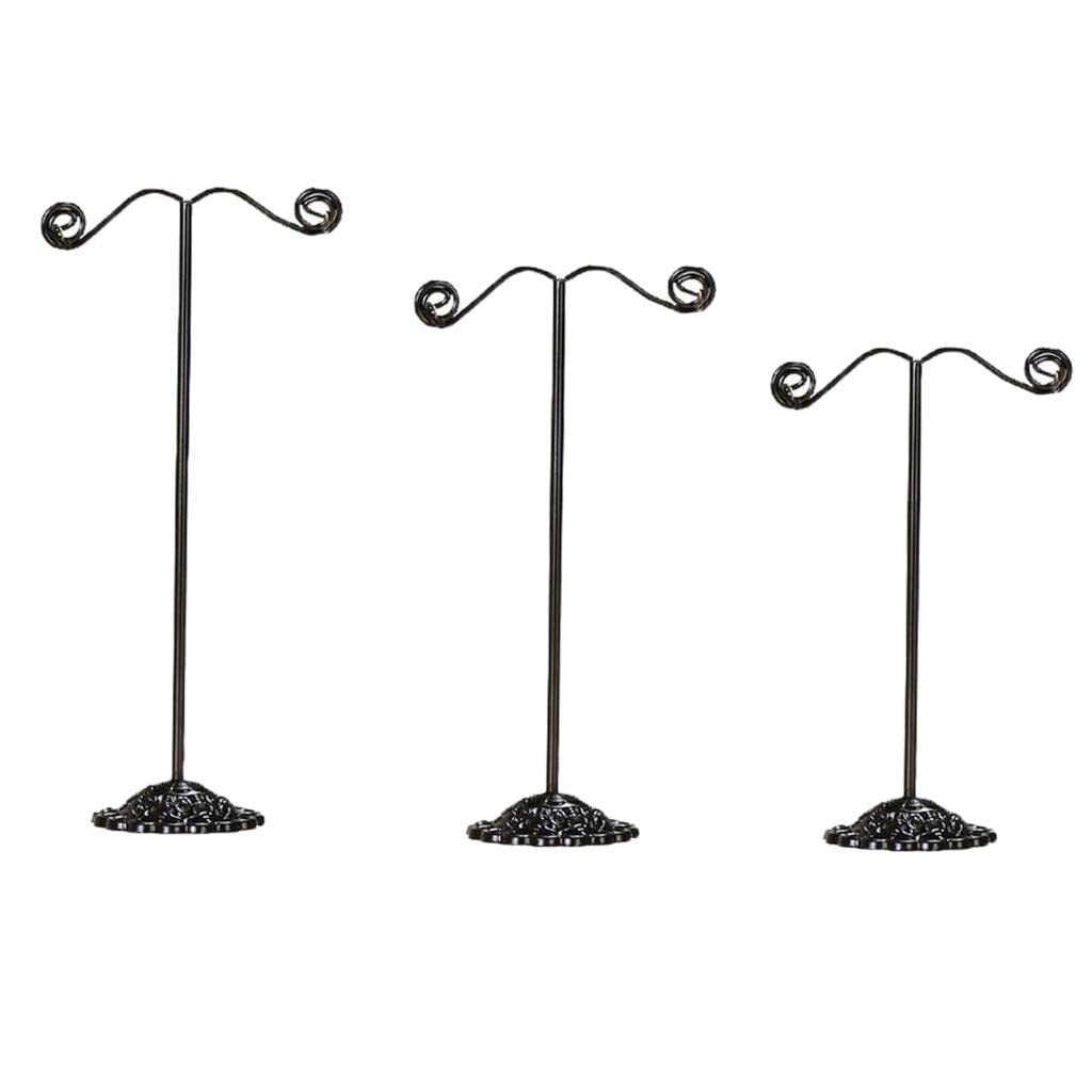 Juego de 10 soportes de hierro con forma de T para pendientes, collares, joyas, color negro