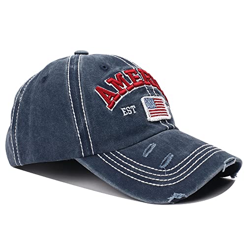 America Usa Eagles Flag Est 1776 Cap Hat-Breathable Ball Cap Baseball Cap Adjustable Size For Men And Women Embroidered (Navy) #TOP1