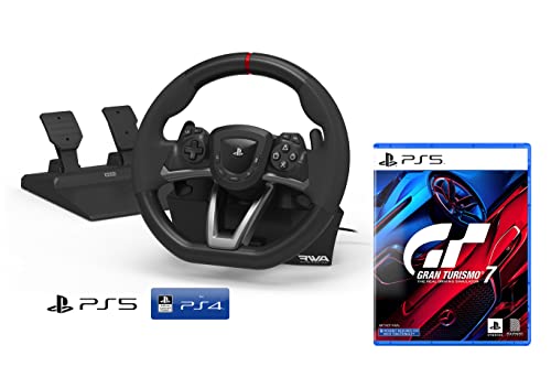 PS5 Lenkrad und Pedale Sony Playstation 5 PS4 lizensiert PS4/PS5/PC [Neues Modell kompatibel mit PS5] + Gran Turismo 7 [PS5]