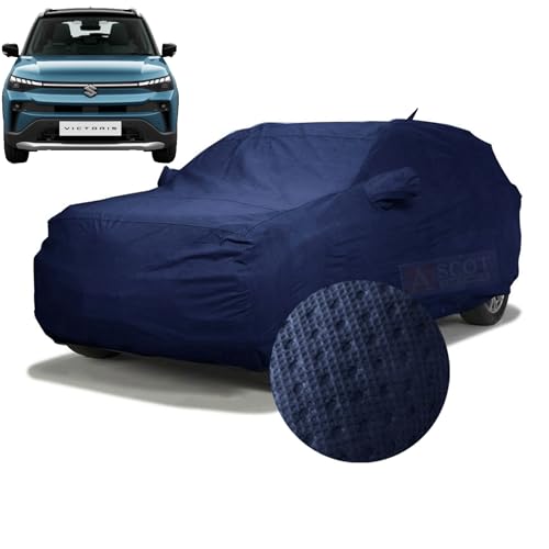Image of ASCOT, CAR COVER | for Maruti Suzuki Cars | Weatherproof, Custom-Fit with Mirror Pockets | 3-Layers Protection | Heat & UV Resistant UV Proof (VICTORIS LXI (All Models), TIEBOND Blue)
