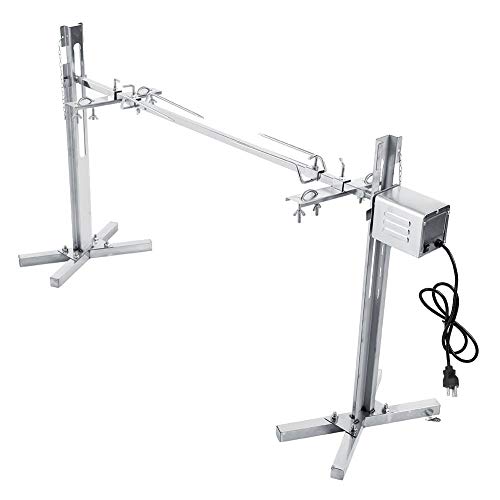 Asixx Universal Rotisserie Kit, Stainless Steel Rotisserie Kit for Grills or Black Spit Rod Meat Forks with Electric Motor for Picnic, Camping, Barbecues and Even Camp Fires, US Plug