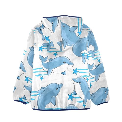 Image of Aflyko Boys Fleece Coat Blue Zip-Up Hoodie Girls Outerwear Kids Hooded Jacket 3-10T