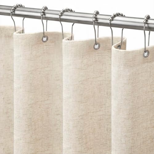 Seasonwood Linen Shower Curtain Neutral Vintage Farmhouse