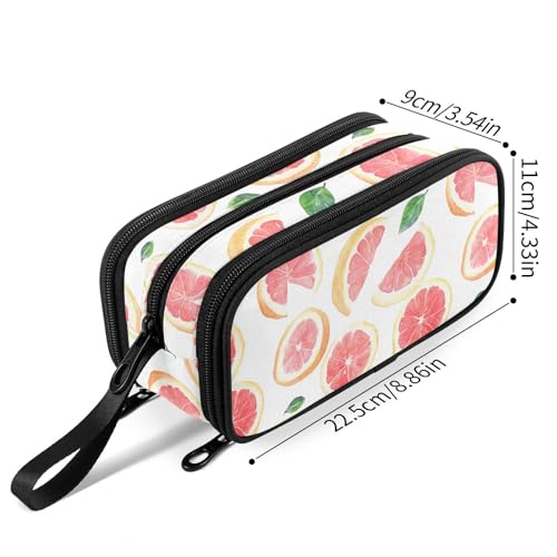 Image of Fustylead Watercolor Pink Grapefruit and Leaves Big Capacity Pencil Pen Case Multi-Purpose Organizer for Office College School Hiking Travel
