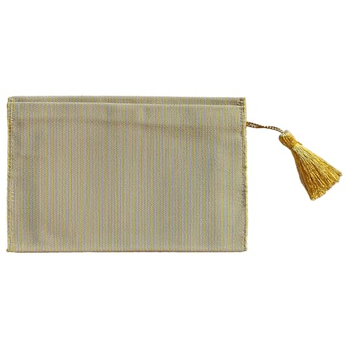 綴織のフラットポーチ Sサイズ (ペールイエロー)