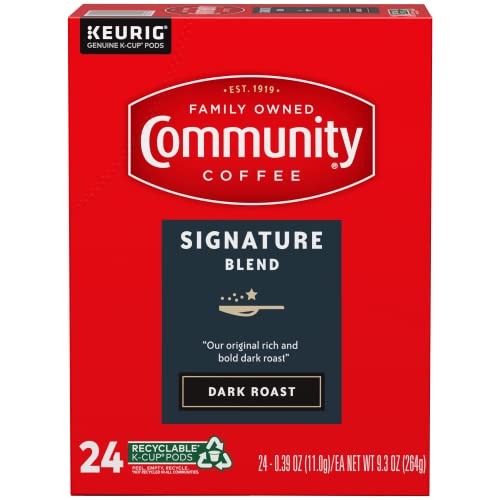 Image of Community Coffee Signature Blend 96 Count Coffee Pods, Dark Roast, Compatible with Keurig 2.0 K-cup Brewers, 24 Count (Pack of 4)