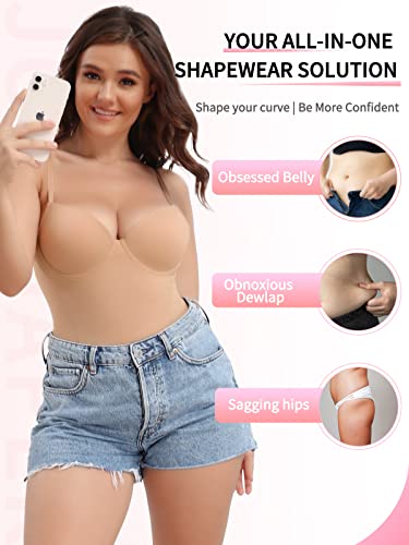 Image of JOYSHAPER Bodysuit with Built in Bra for Women Tummy Control Shapewear Backless Shapewear Top Slimming Body Shaper