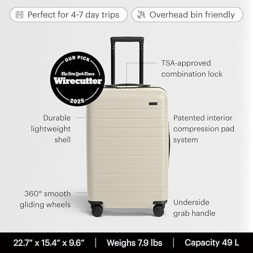 Image of Away Carry-On Luggage - 22-Inch Lightweight Hardside Suitcase with 360 Spinner Wheels, Interior Compression System, TSA-Approved Lock - Salt White Matte