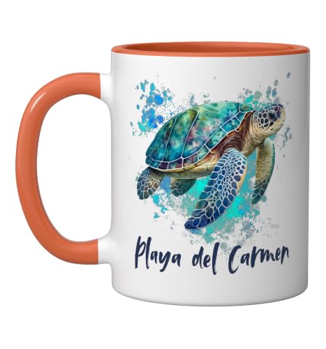 Playa Del Carmen Mexico Playa Souvenir Ceramic Mug, Orange/White, 11oz