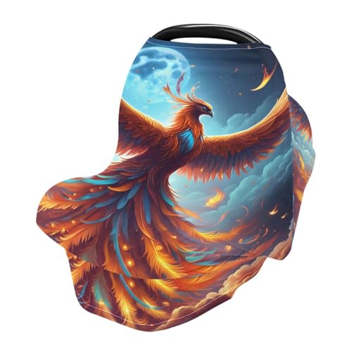 Nesatuwa Baby Car Seat Cover Beautiful Phoenix of Fire Breastfeeding Covers Stretchy Breathable Multi-Use Cover Carseat Canopy for Girls and Boys
