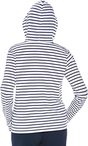 Coolibar Upf 50+ Women's Seaside Hoodie - Sun Protective,Medium,Navy/White Stripe #TOP1