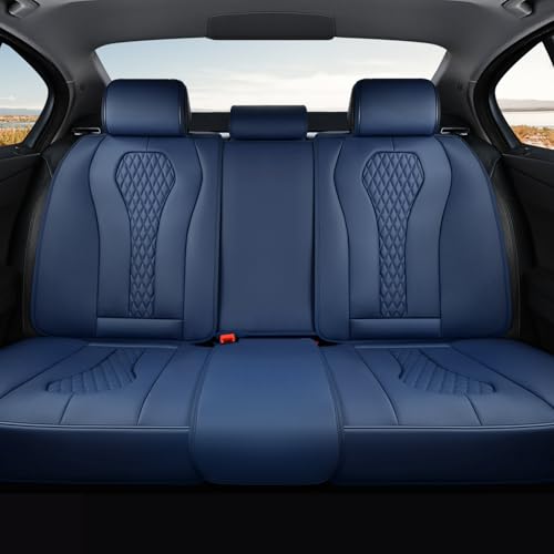 Image of Coverado Car Seat Covers, Rear Car Protectors, Black Leather Seat Covers, 3-Piece Waterproof Automotive Seat Covers for Back Seats Universal Fit for SUVs & Cars, All-Weather Protection