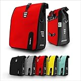 RIDEWERK® 2in1 Fahrradtasche für Gepäckträger [27 Liter] mit Laptoptasche | 100% wasserdichte & Robuste Gepäckträgertasche aus TPU | XXL Fahrrad Tasche Hinten & Tasche für Gepäckträger (Rot)