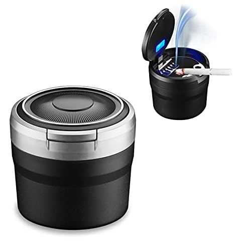 Fcslvy Portable Car Ashtray with LED Light Cover
