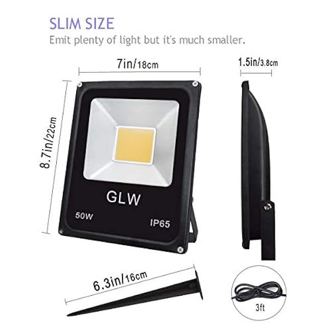 50W LED Landscape Lights Flood Lights Warm White Outdoor Spotlights